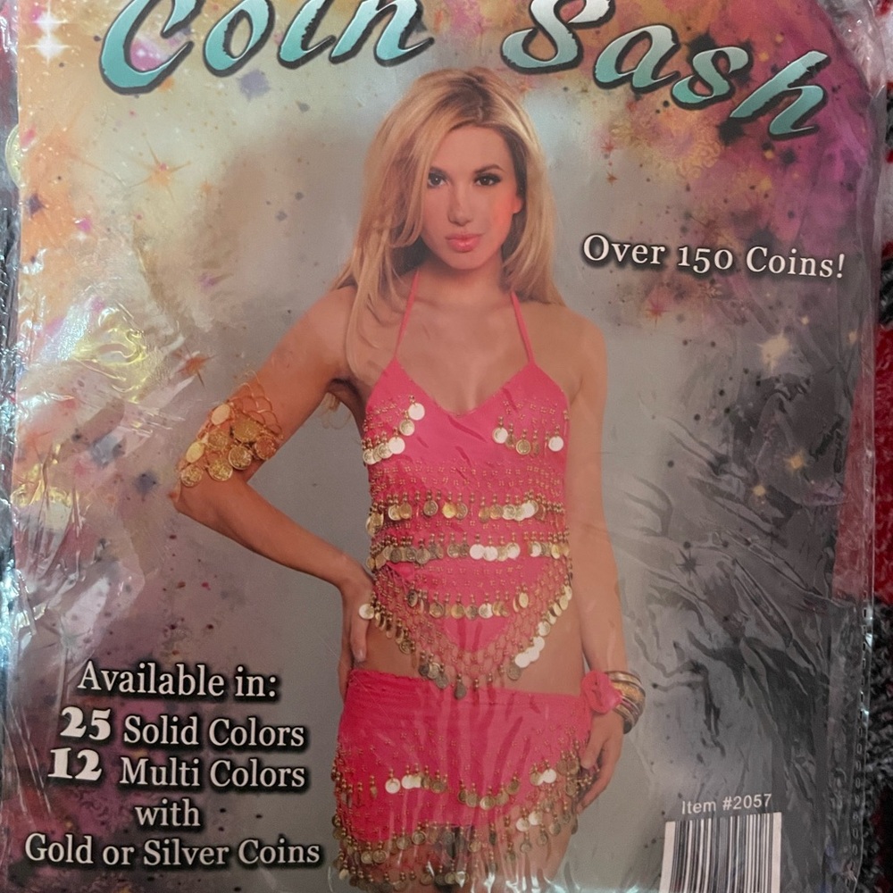 Red Belly Dancing Coin Sash with Gold Coins